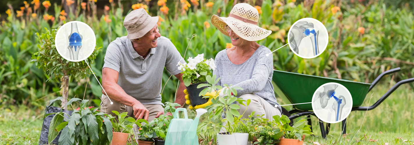 senior couple gardening